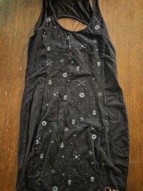 Unit Black Skull & Lips Print Tank Dress